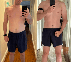 Before and after male fat loss progress